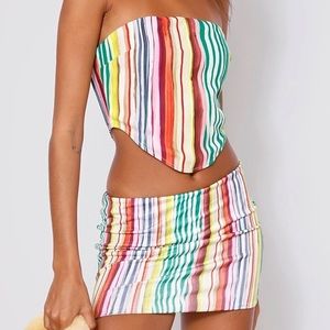 TIGER MIST ceara rainbow stripe corset top + mini skirt set